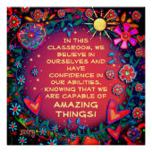 Inspirerend klaslokaal Quote Sunshine Floral Perfect Poster (Voorkant)