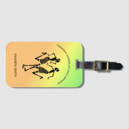 Inspirerend, kleurrijke geluksdans bagagelabel