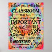 Inspirerend Kleurrijke Klaslokaal Leraar Poster (Voorkant)