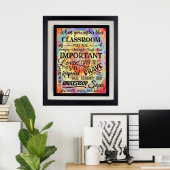 Inspirerend Kleurrijke Klaslokaal Leraar Poster