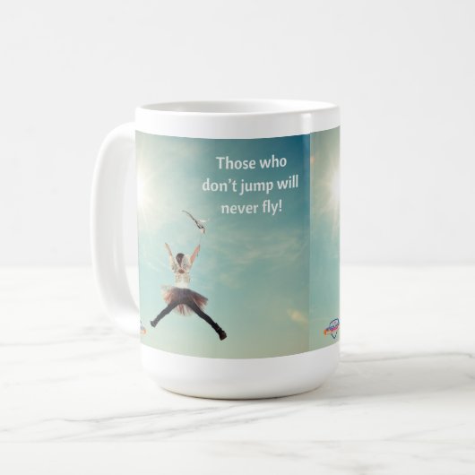 inspirerend koffie-mok "Jump" Koffiemok (Voorkant links)