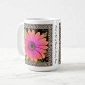 Inspirerend koffie Mok met briljante Gazanias (Voorkant links)