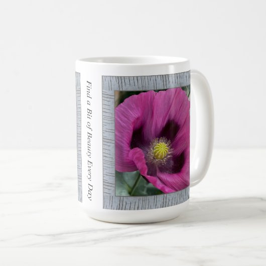 Inspirerend koffie Mok met Magenta Poppies (Voorkant rechts)