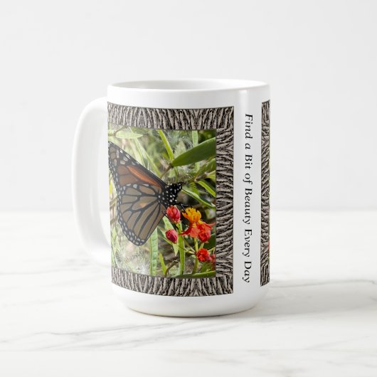 Inspirerend Koffie Mok met Monarch op Milkweed (Voorkant links)