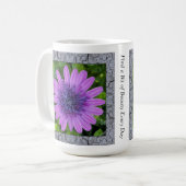 Inspirerend Koffie Mok met Paarse African Daisy (Voorkant links)