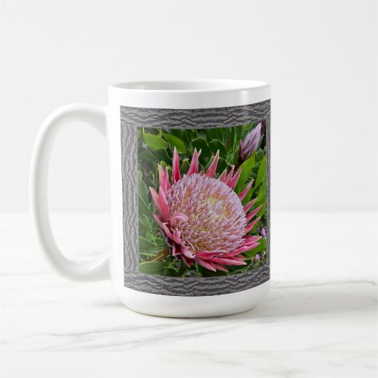 Inspirerend koffie Mok met Roze Protea (Links)