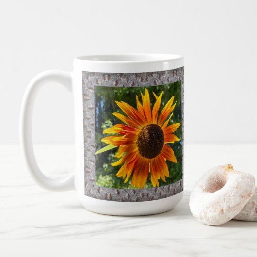 Inspirerend Koffie Mok met Vrolijke Zonnebloemen (Met donut)