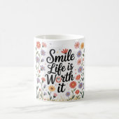 Inspirerend Koffie Mok - "Smile life is het waard" (Center)