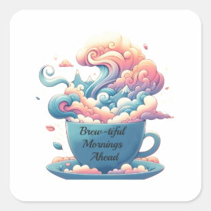 Inspirerend koffieofferte vierkante sticker