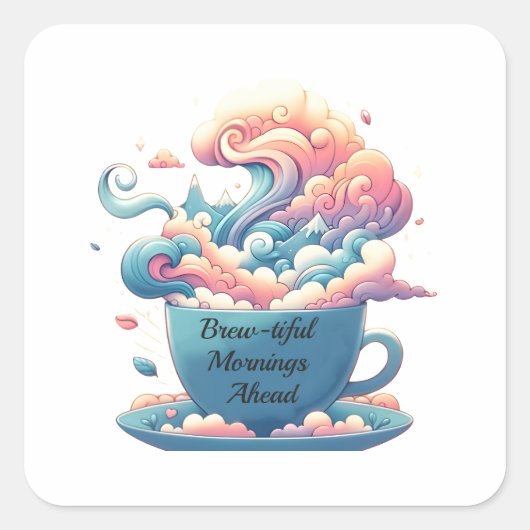 Inspirerend koffieofferte vierkante sticker (Voorkant)