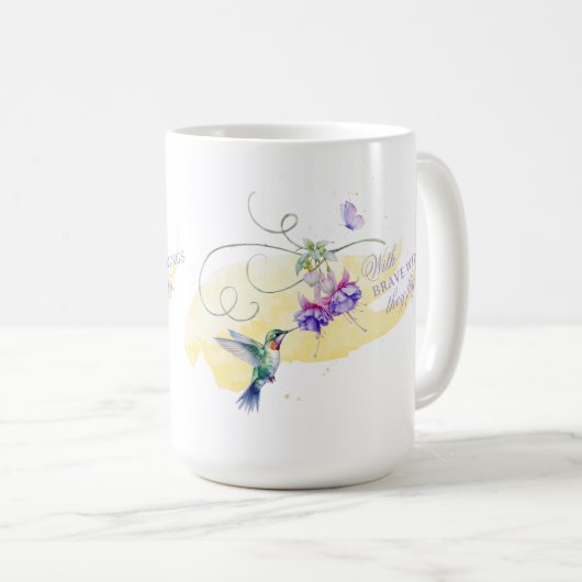 Inspirerend kolibrie en vlinder koffiemok (Voorkant rechts)