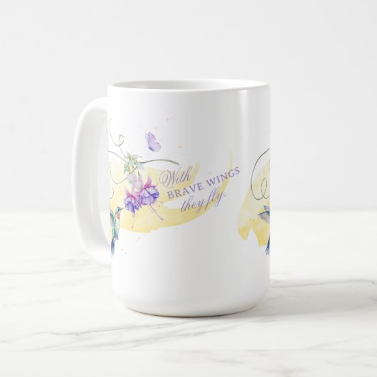 Inspirerend kolibrie en vlinder koffiemok (Voorkant links)