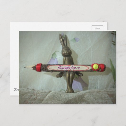 Inspirerend konijn: altijd liefde teken kunst afdr briefkaart (Voorkant / Achterkant)