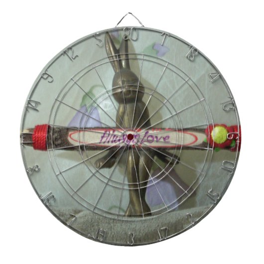 Inspirerend konijn: altijd liefde teken kunst afdr dartbord (Voorkant)