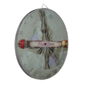 Inspirerend konijn: altijd liefde teken kunst afdr dartbord (Voorkant Links)