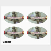 Inspirerend konijn: altijd liefde teken kunst afdr ovale sticker (Vel)