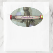 Inspirerend konijn: altijd liefde teken kunst afdr ovale sticker (Tas)