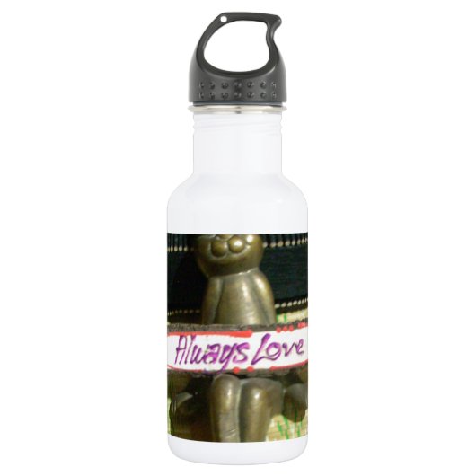 Inspirerend konijn: altijd liefde teken kunst afdr waterfles (Voorkant)