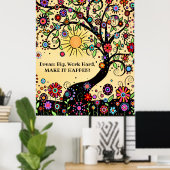 Inspirerend "Laat het gebeuren" in een boomklaslok Poster (Thuiskantoor)