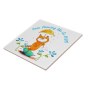 Inspirerend lentesvos met paraplu tegeltje (Zijkant)