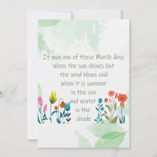 Inspirerend lentetabelgedicht Charles Dickens Kaart (Voorkant)
