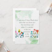 Inspirerend lentetabelgedicht Charles Dickens Kaart (Voorkant / Achterkant in situ)