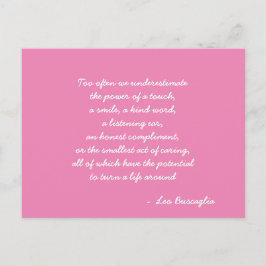 Inspirerend Leo Buscaglia Citaat Roze en Wit Briefkaart