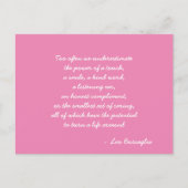 Inspirerend Leo Buscaglia Citaat Roze en Wit Briefkaart (Voorkant)