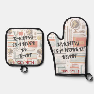 Inspirerend Leraar Gift - Werk van Hart Ovenwant & Pannenlap Set