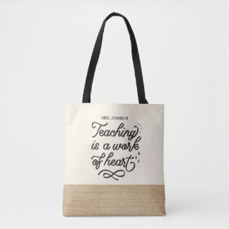 Inspirerend lerarenwaardering Faux Burlap tot Tote Bag