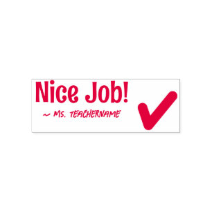 Inspirerend "Leuk Werk!" + Tutor's Naam Rubber Ste Zelfinktende Stempel