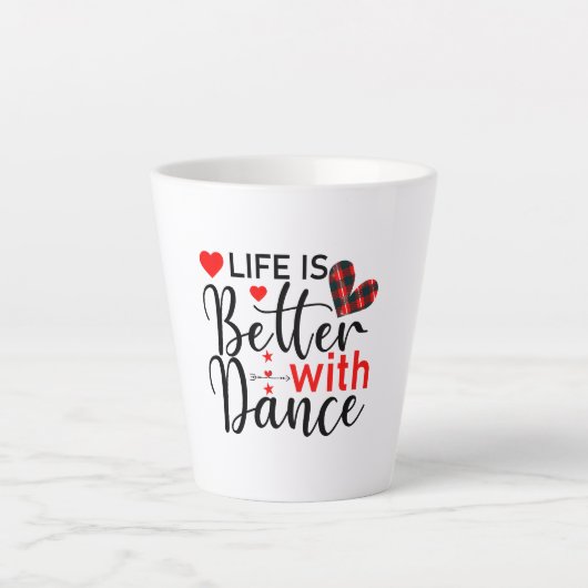 Inspirerend "Leven is beter met dans" Latte Mok (Voorkant)