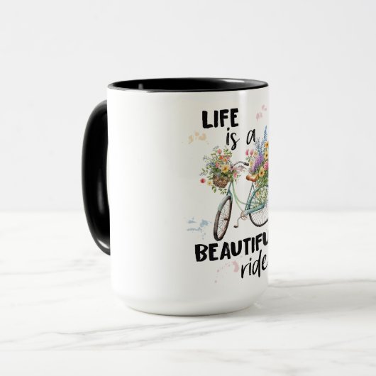 Inspirerend leven is een mooie fietstocht mok (Voorkant links)