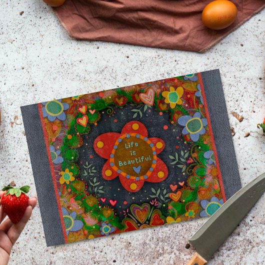 Inspirerend leven is mooi citaat Bloemen Snijplank