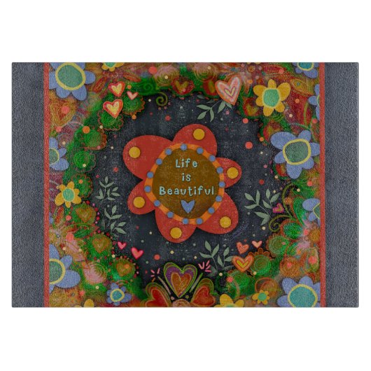 Inspirerend leven is mooi citaat Bloemen Snijplank