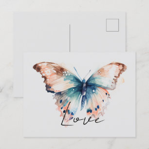 Inspirerend liefde Aqua Blue Butterfly Briefkaart