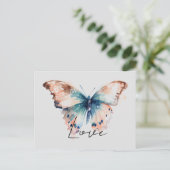 Inspirerend liefde Aqua Blue Butterfly Briefkaart (Staand voorkant)