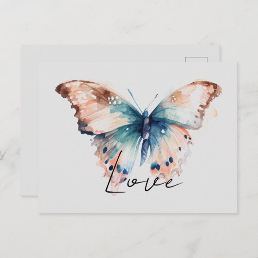 Inspirerend liefde Aqua Blue Butterfly Briefkaart (Voorkant / Achterkant)