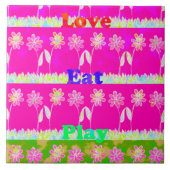 Inspirerend liefde eten spelen bloem ontwerp tegeltje (Voorkant)