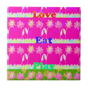 Inspirerend liefde eten spelen bloem ontwerp tegeltje