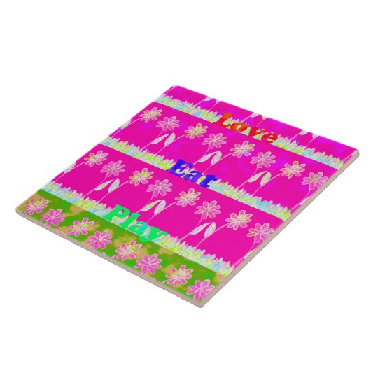 Inspirerend liefde eten spelen bloem ontwerp tegeltje (Zijkant)