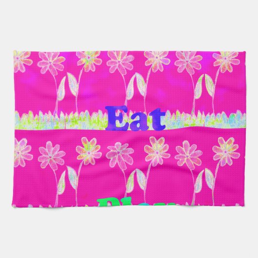 Inspirerend liefde eten spelen bloem ontwerp theedoek (Horizontaal)