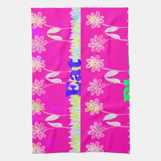 Inspirerend liefde eten spelen bloem ontwerp theedoek (Verticaal)