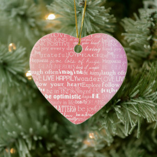 Inspirerend Liefde Joy Peace Peach Pink Keramisch Ornament