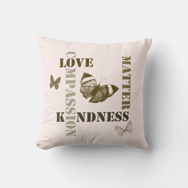 Inspirerend liefde roze bruine vlinder kussen (Voorkant)