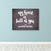 Inspirerend liefdescitaat met paar namen canvas afdruk (Insitu (Houten vloer))