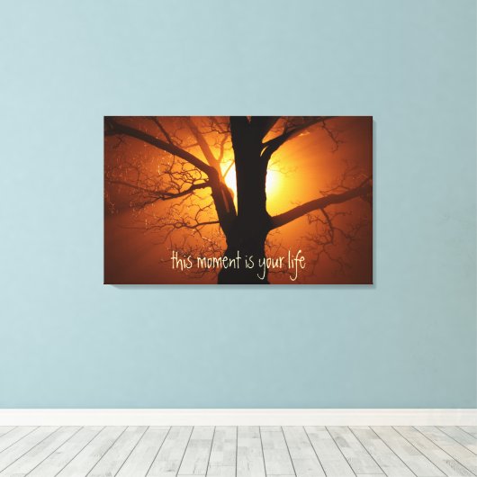 Inspirerend Life Quote met Zon Canvas Afdruk (Insitu (Houten vloer))