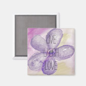 Inspirerend Live, Lach, Liefde Waterverf Flower Magneet (Voorkant / Achterkant)