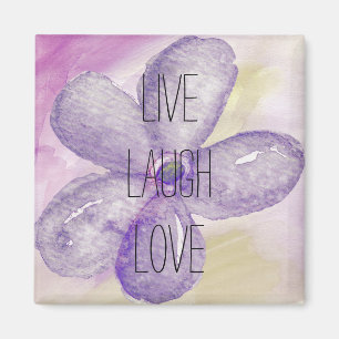 Inspirerend Live, Lach, Liefde Waterverf Flower Magneet
