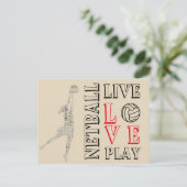 Inspirerend Live Love Play Netball Quote Briefkaart (Staand voorkant)